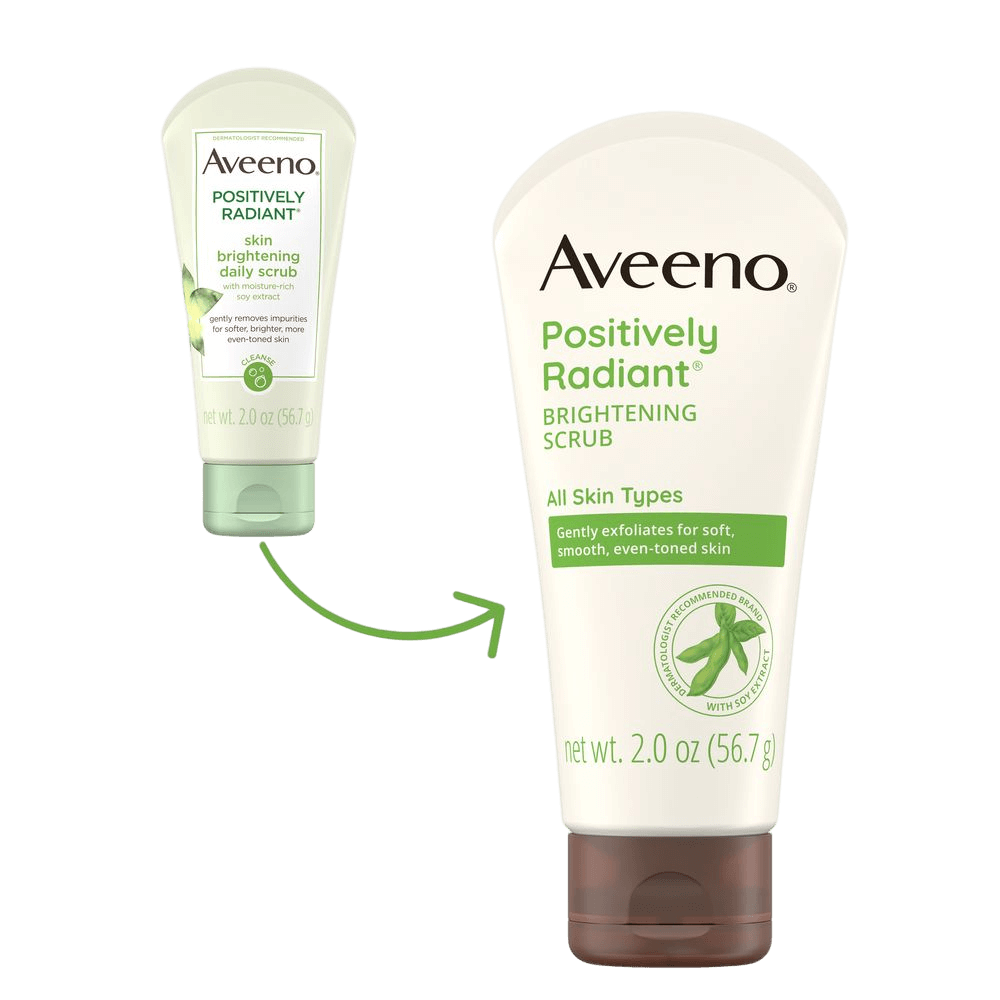 Aveeno Positively Radiant Brightening & Exfoliating Scrub Package Transition