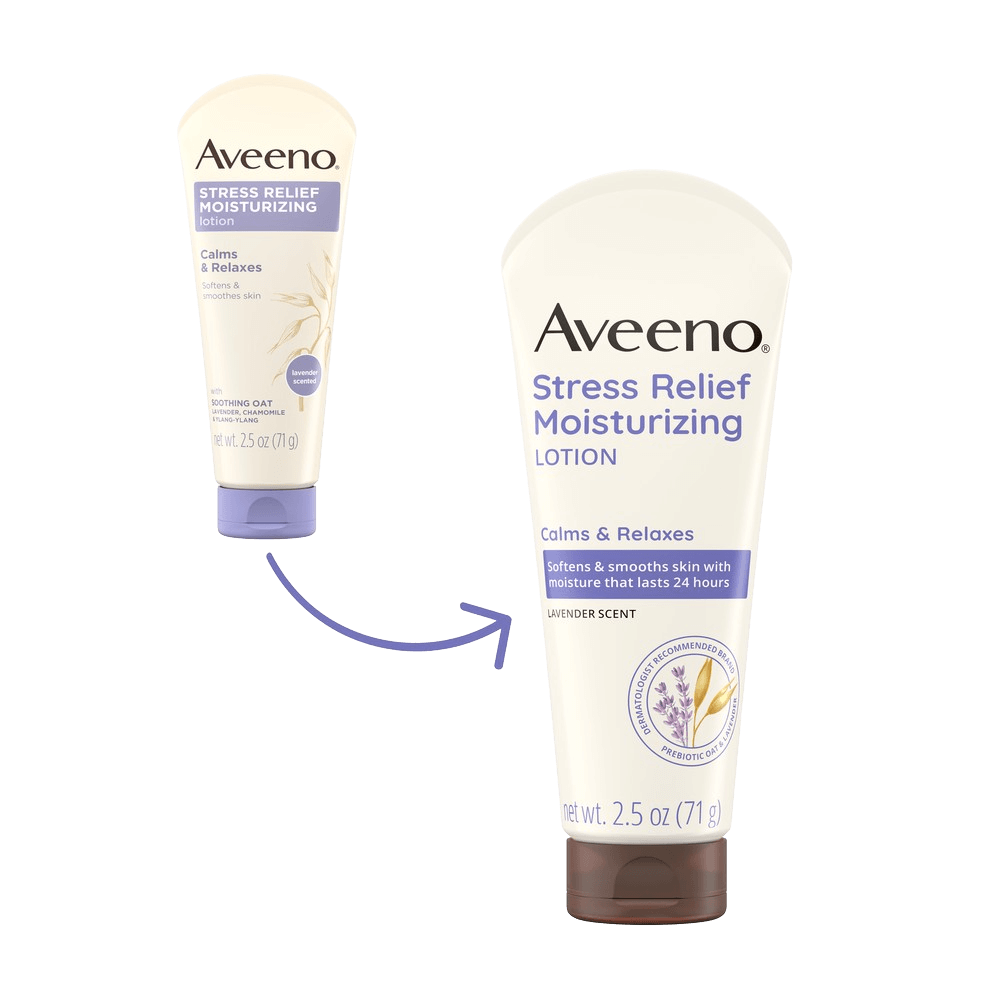Aveeno Stress Relief Body Lotion, Lavender Scent Transition