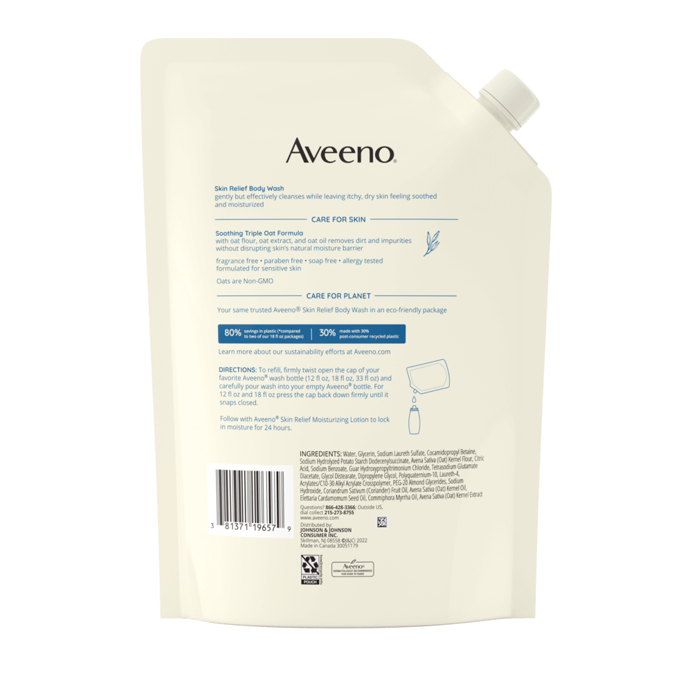 Aveeno Skin Relief Fragrance-Free Body Wash Refill Back