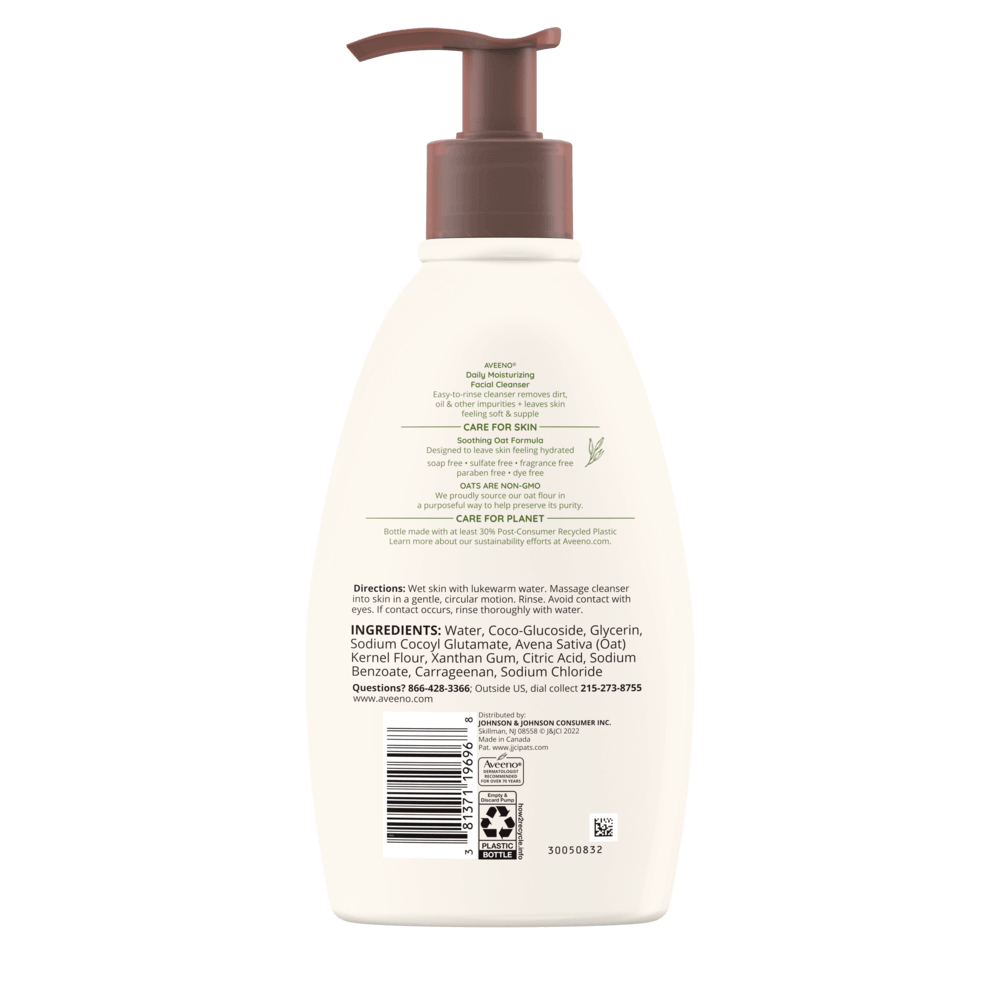 Aveeno Daily Moisturizing Facial Cleanser, Soothing Oat Back