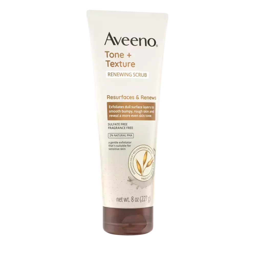 Aveeno Tone + Texture Renewing Body Scrub, Fragrance-Free Front